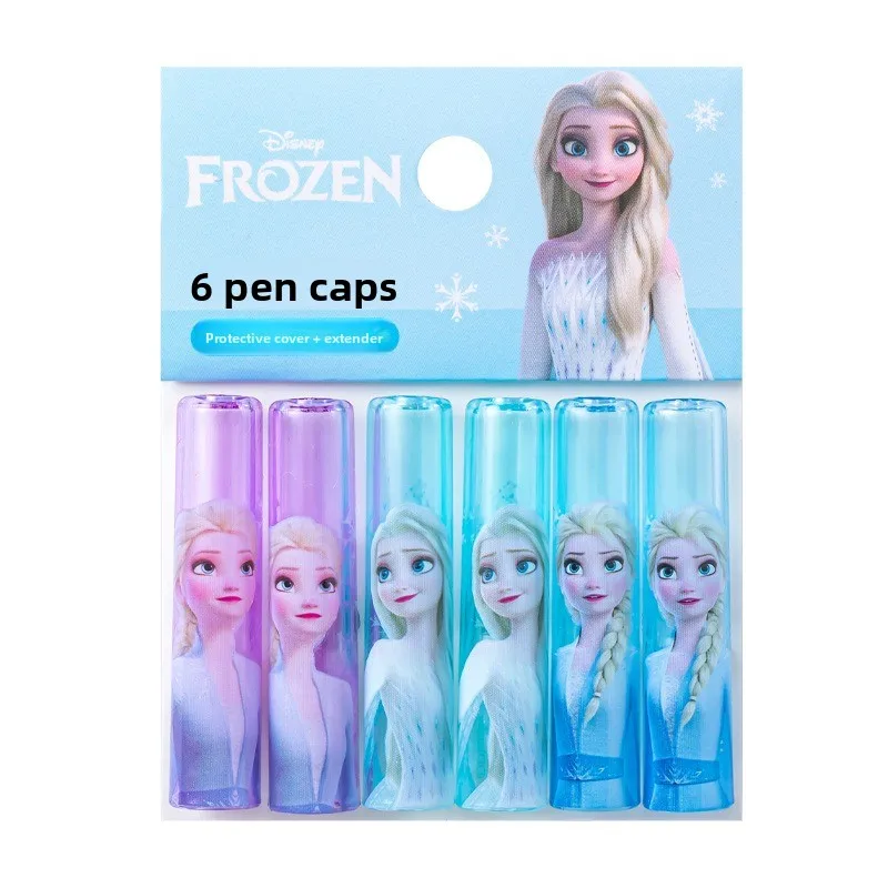 قبعة أقلام كرتونية جديدة من ديزني، غطاء قلم بلاستيكي لطيف للأميرة، غطاء قلم رصاص على شكل دب الفراولة، موسع 6 عبوات #4