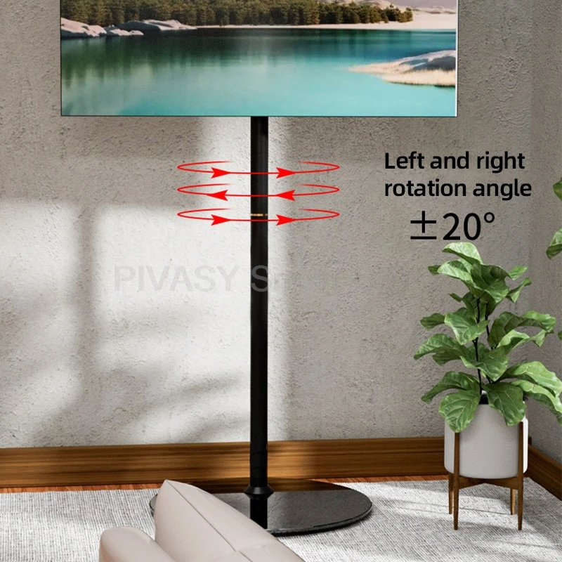 32 65 인치 TV 용 범용 TV 플로어 스탠드 거실 침실 용 강화 유리가있는 조정 가능한 모바일 높이 회전베이스