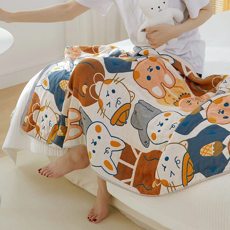 

Kawaii cotton gauze bath towel for adult skin-friendly easily absorbent quick-drying children cartoon large towel 70x140cm