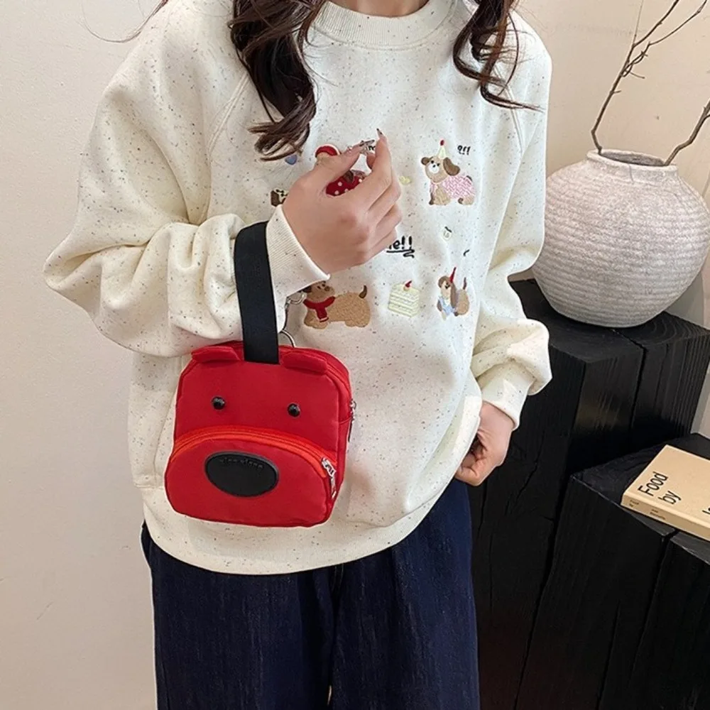 

Casual Puppy Dog Bucket Bag Square All-match Canvas Handbag Cosmetics Storage Bag Korean Style Cartoon Phone Bag Girls
