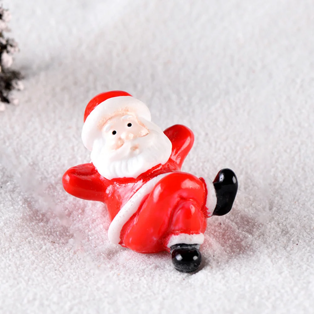 

10 Pcs Outdoor Winter Christmas Santa Claus Miniature Landscape Snow Ornaments Father Decorations Tree Resin Snowman Miniatures