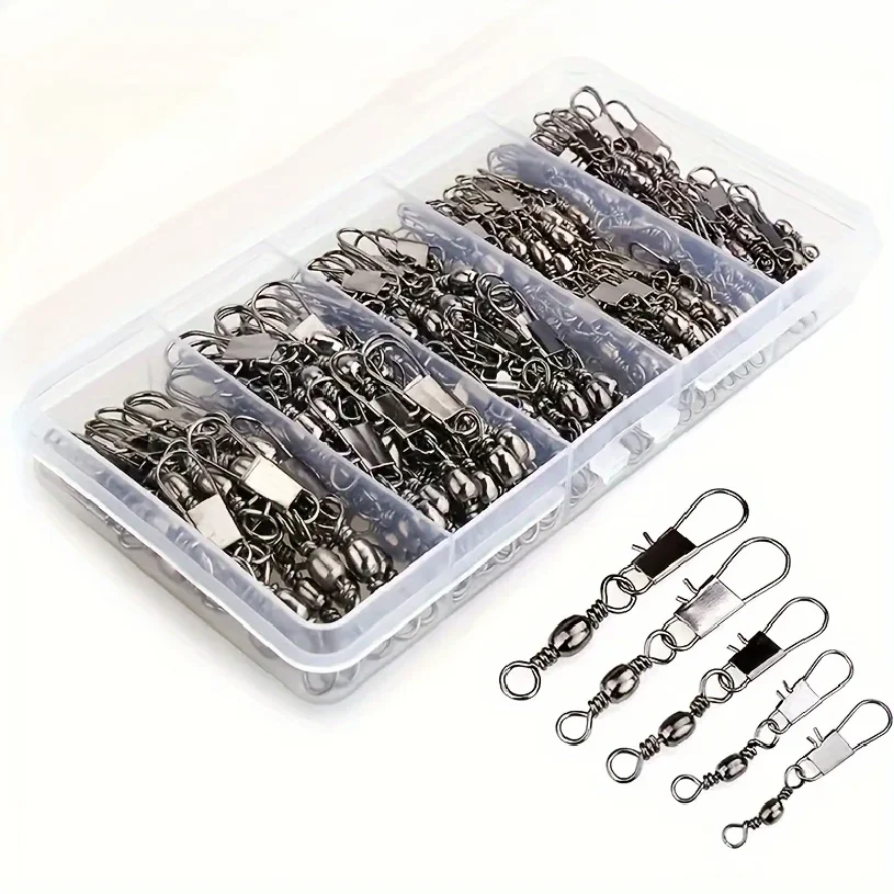 

50pcs Durable Fishing Connectors Fishing Snap Swivels Stainless Steel For Freshwater & Saltwater Fishing Ideal