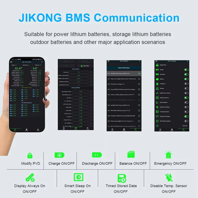 JIKONG JKBMS Smart Active BMS 8S-24S Li-ion/ Lifepo4/ LTO 0.6A Battery Balance Management System 40A 60A 100A 150A 200A BMS view 2