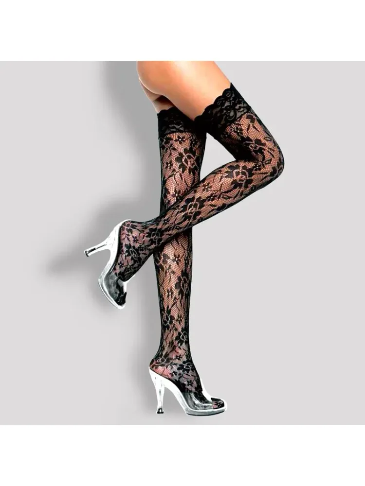 Cuisse haute bas Jacquard collants Lingerie résille bas Sexy dentelle haut jarretelle pure intimes érotique body collants