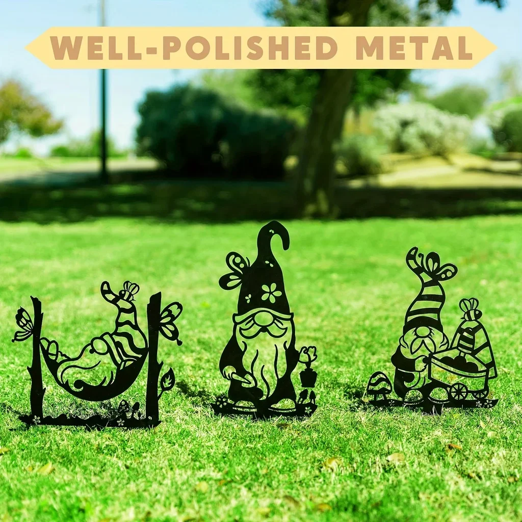 Decoración de Gnomo de Metal para jardín, cartel de pared, arte para el hogar, decoración de fiesta, añadir un toque caprichoso A su jardín