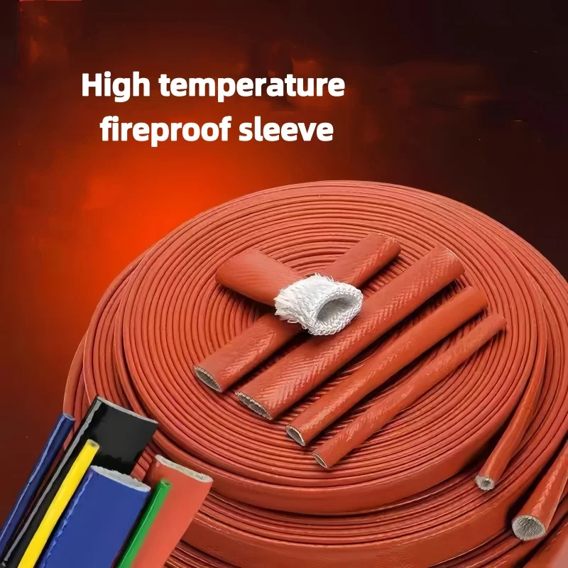 

High Temperature Resistant Fiberglass Tube Silicone Resin Coated Glass Fiber Fire Retardant Casing Pipe Braided Fireproof Sleeve