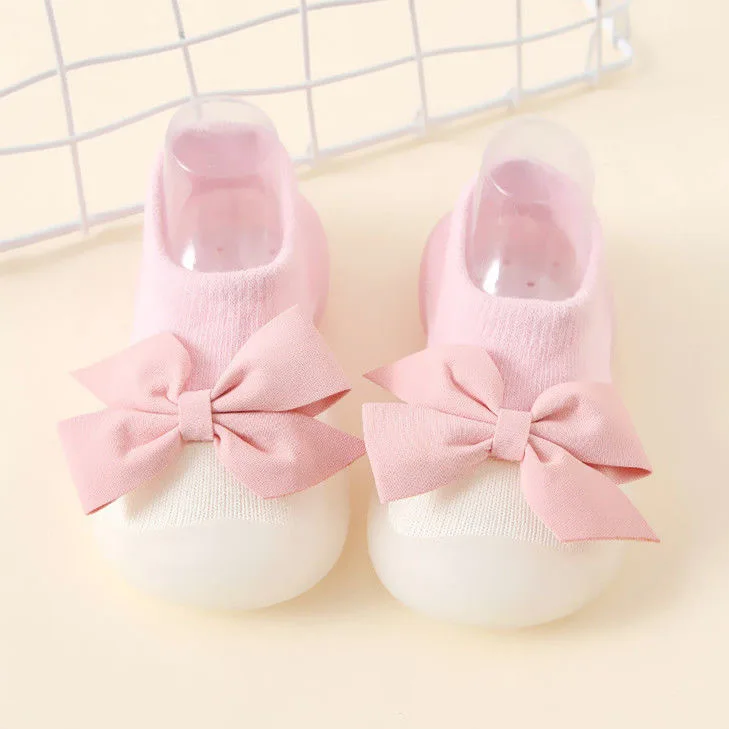 Baby Floor Shoes Non-slip Rubber Soft Sole Breathable Spring and Autumn Cartoon Cute Bow Indoor and Outdoor Walking Shoes