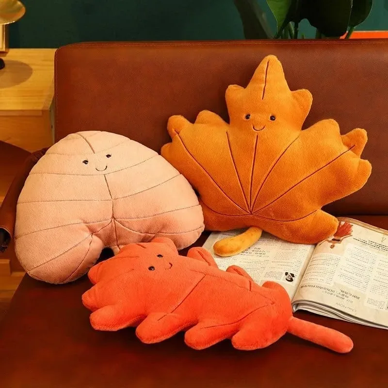 

New Green Leaf Plush Dolls Stuffed Soft Plant Cushion for Home Sofa Decor (B) Leaves Plush Pillow Kawaii Maple Leaf Ginkgo Leaf