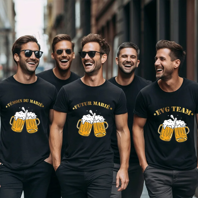 Groom Squad T-shirt French Wedding Beer Party Tees Boyfriend Bachelor Party Clothing Evg Team Future Groom Best Man Y2K Tops