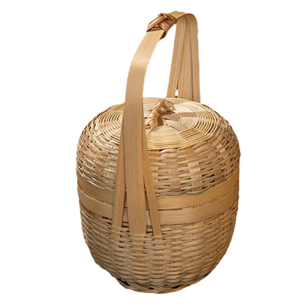 

Mini Bamboo Handwoven Kitchen Decorative Storage Woven Baskets Cover Pastoral Style Household Woven Basket Home