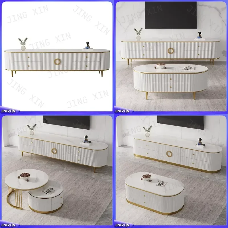 custom for Solid Wood Rock Panel TV Stand Coffee Table Combo Living Room Floor Cabinet Small Apartment Modern Furniture