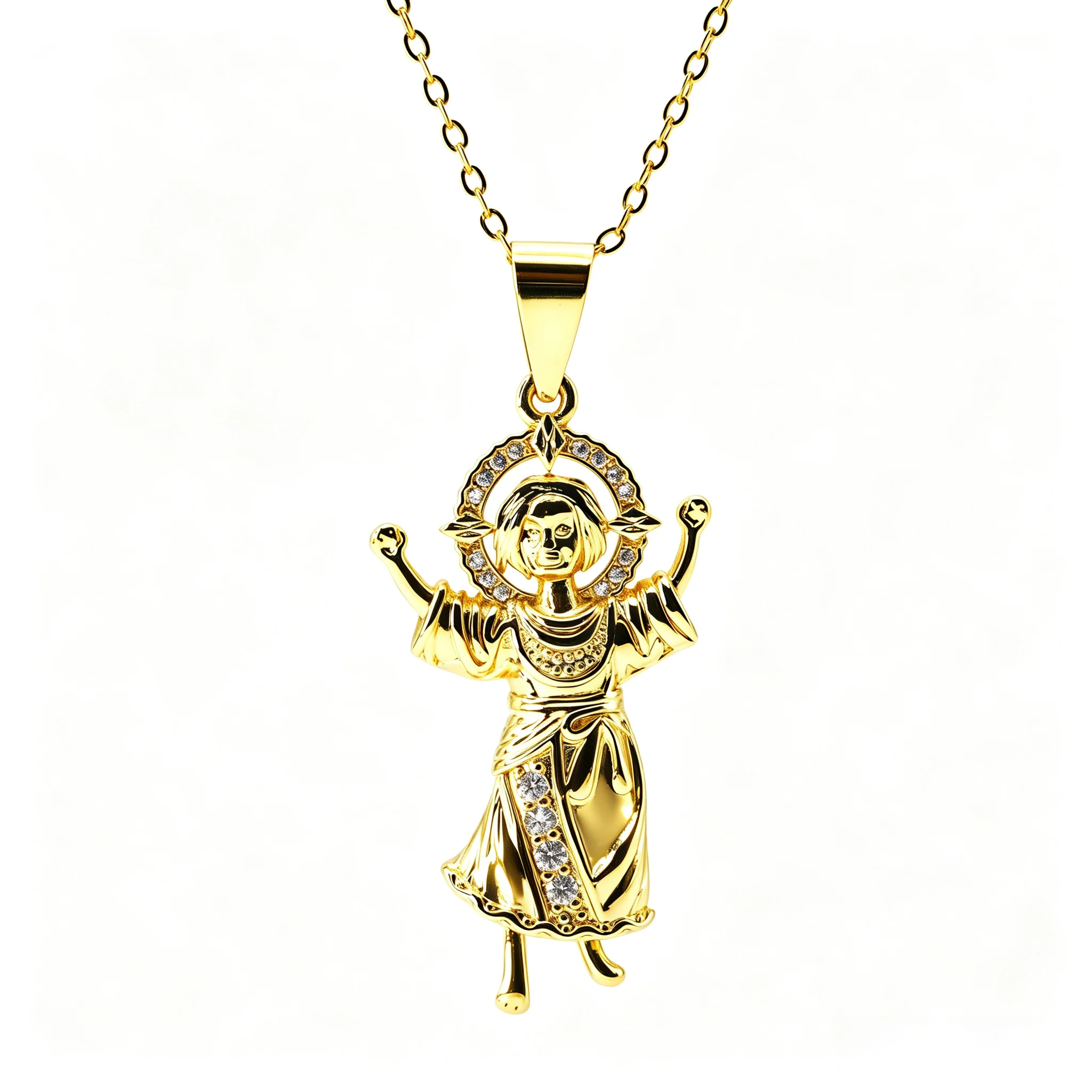 Gold Plated Divino Niño Holy Child Necklace Zircon Catholic Religious Amulet Pendant Faith Protection Jewelry Gift Daily Wear