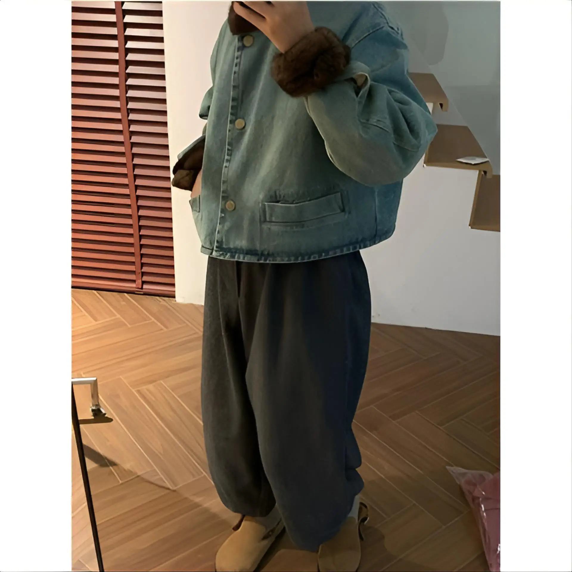 

Denim Coats Winter Fur Plush Womens Autumn Breathable Regular-Fit Youth College Style Daily Commuting Anti-Wrinkle Easy Care Y2K