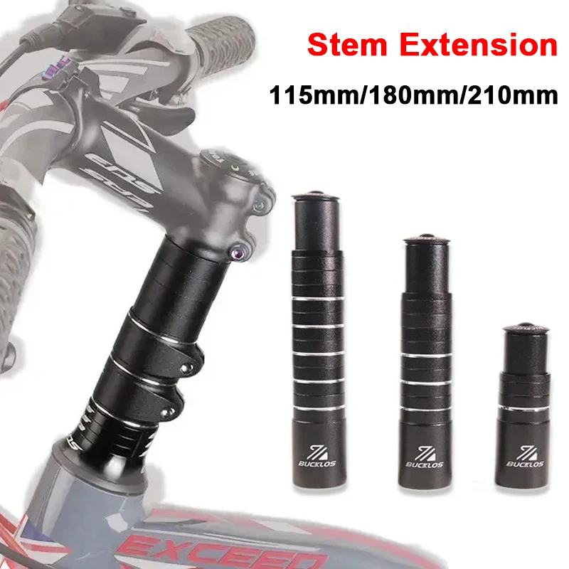 BUCKLOS Bike Stem Extension 115mm 180mm 210mm Bicycle Handlebar Raise Up Extender Adjustment Road MTB Fork Adapter Bike Part