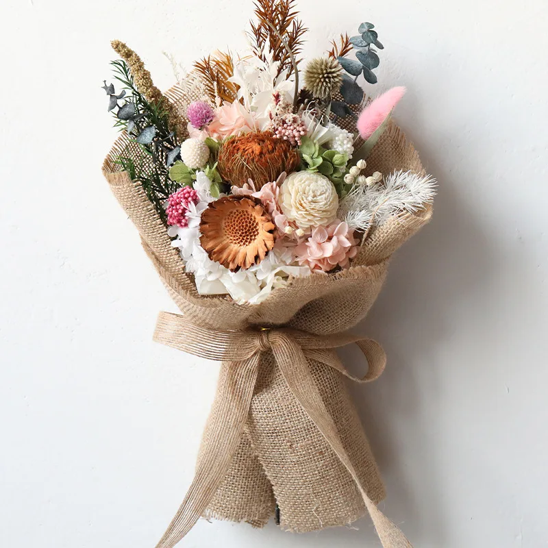 

Natural Dried Flowers Fabric Perpetual Flower Bouquet Bridal Bouquet Valentine's Day Christmas Birthday Party Decoration Craft