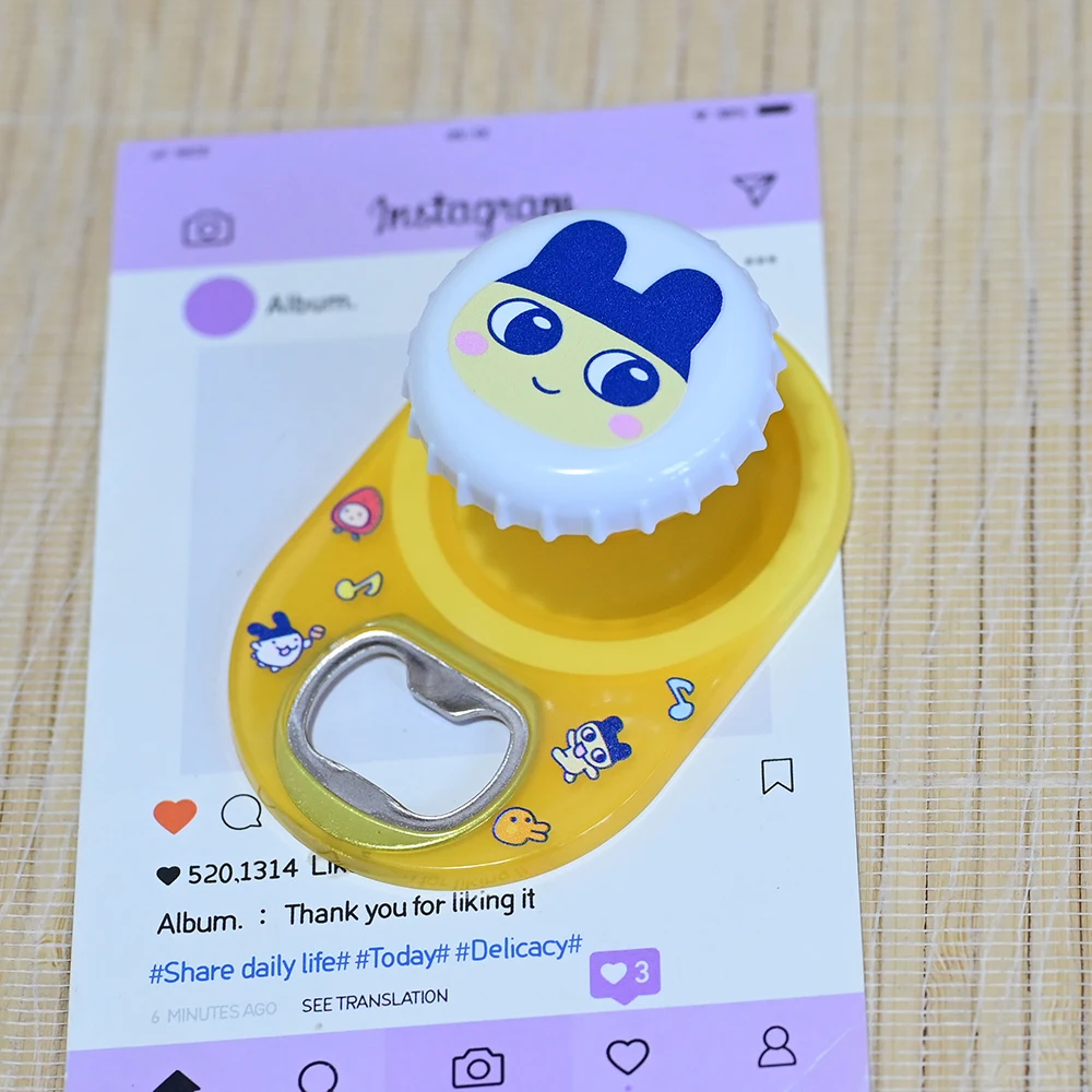 Korean cute and durable bottle cap opener cartoon magnetic bracket, big eyed dog telescopic universal handheld phone bracket