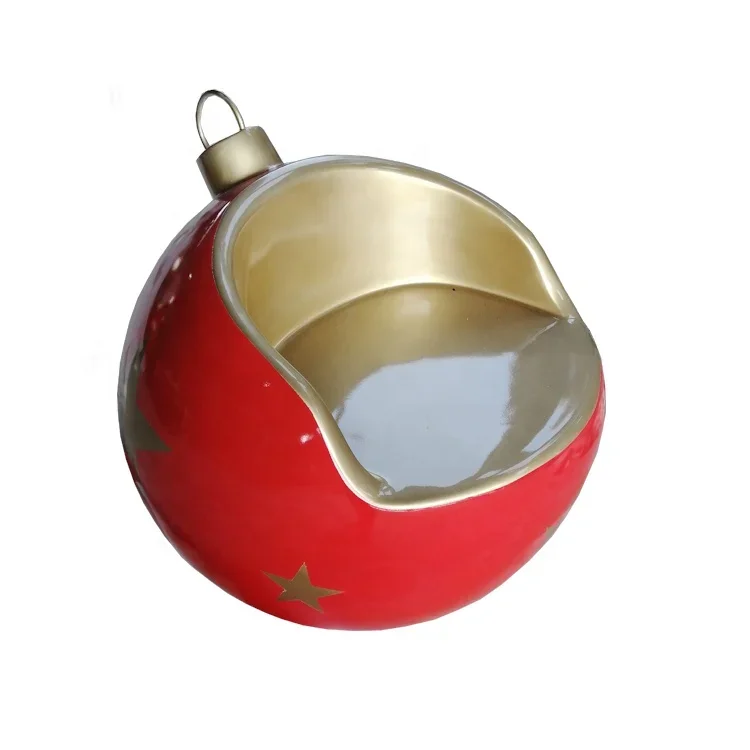 Santa Christmas Ball Seat Ornament Chair Commercial Indoor and Outdoor Fiberglass Decoration Supply for Festive Ambiance