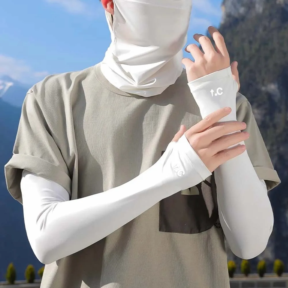 

3pcs/set Breathable Ice Silk Mask Quick Drying Elastic Sunshade Arm Cover UPF50+ Polyester Men Sunscreen Veil Neck Wrap Cover