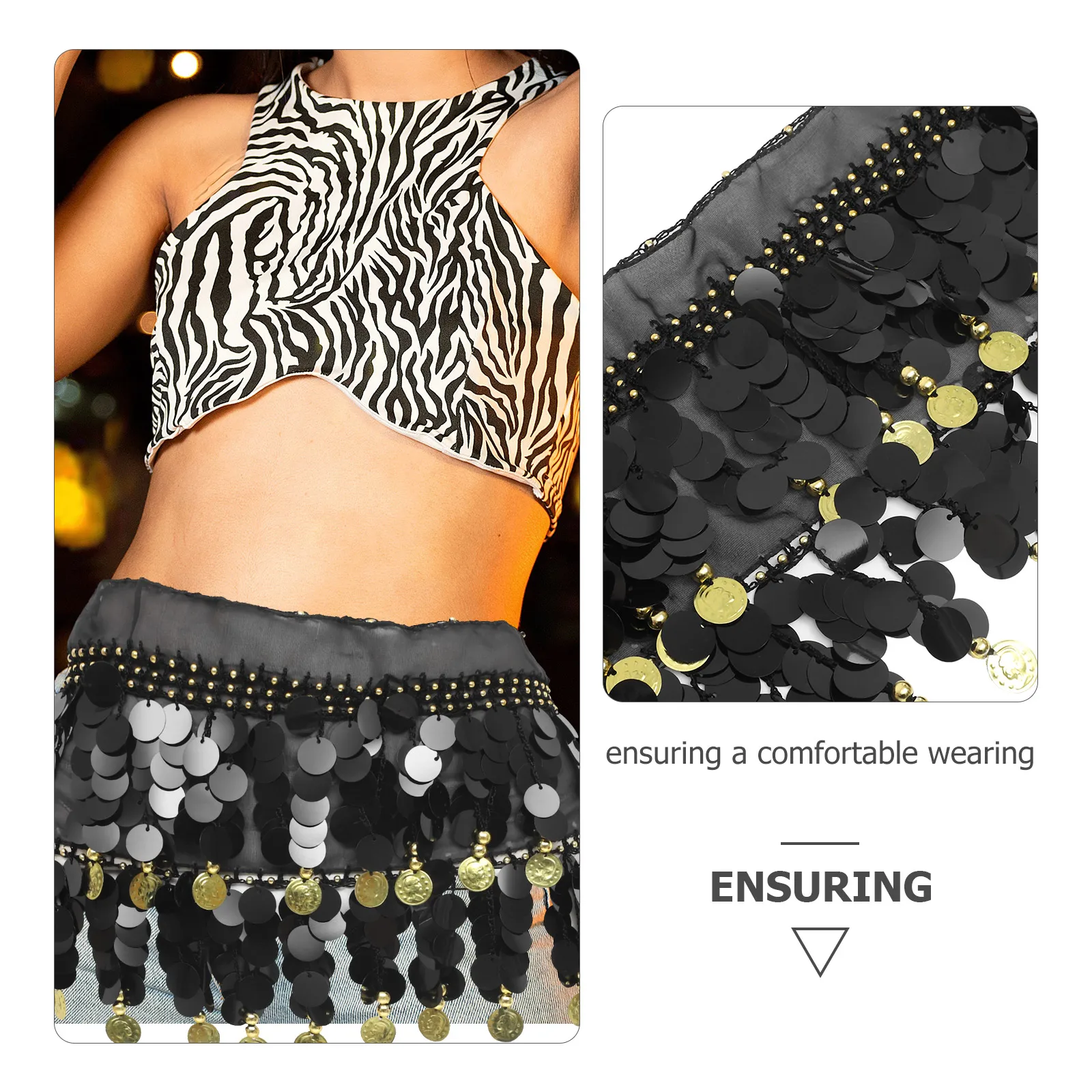 

Sequin Waist Chain Dance Skirt Adjustable Belly Dancing Belt Hip Scarf Women Costumes Shiny Sequins Party Performance