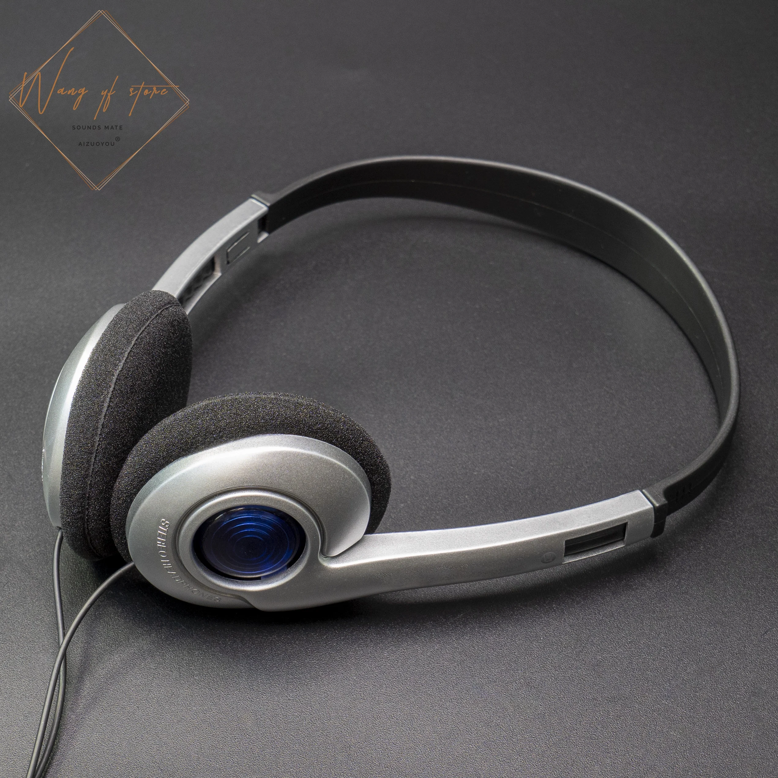 Compact Retro Headset Com Microfone, Auscultadores Estilo Japonês, Preto Prata, INS Moda, Estoque Anos 80