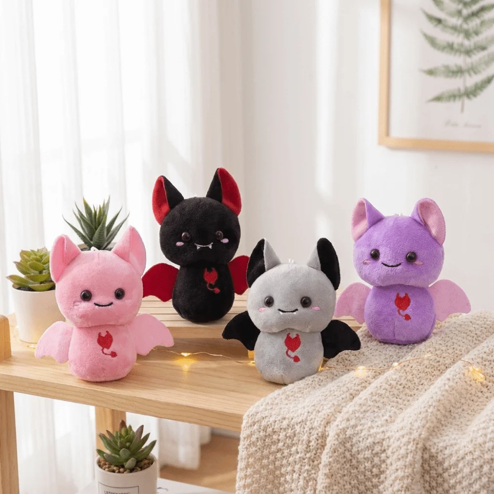Cute PP Cotton Bat Keychain Durable Soft Multi-color Halloween Bag Pendant Cartoon Fuzzy Stuffed Daily Use
