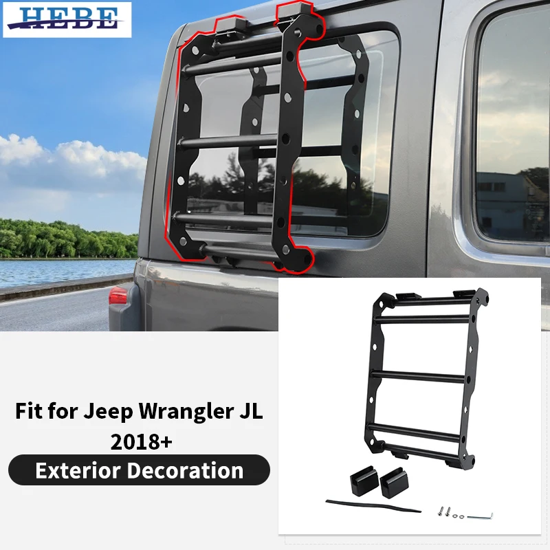 HEBE Rear Window Expansion Climb Ladder Protective Frame for Jeep Wrangler JL 2018 2019 2020 2021 2022 2023 2024 Accessories