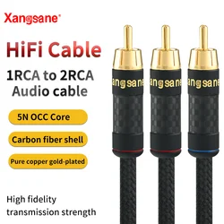 Xangsane 5N OCC HiFi 1RCA do 2RCA kabel wysokiej wierności samochodowy sprzęt audio kabel wzmacniacz mocy kabel adapter DVD kabel sygnałowy