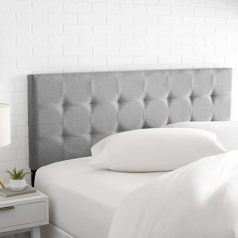 

King Bed Heads Faux Linen Upholstered Tufted Headboard Gray Bedroom Furniture Beds and Furniture Headboards Home