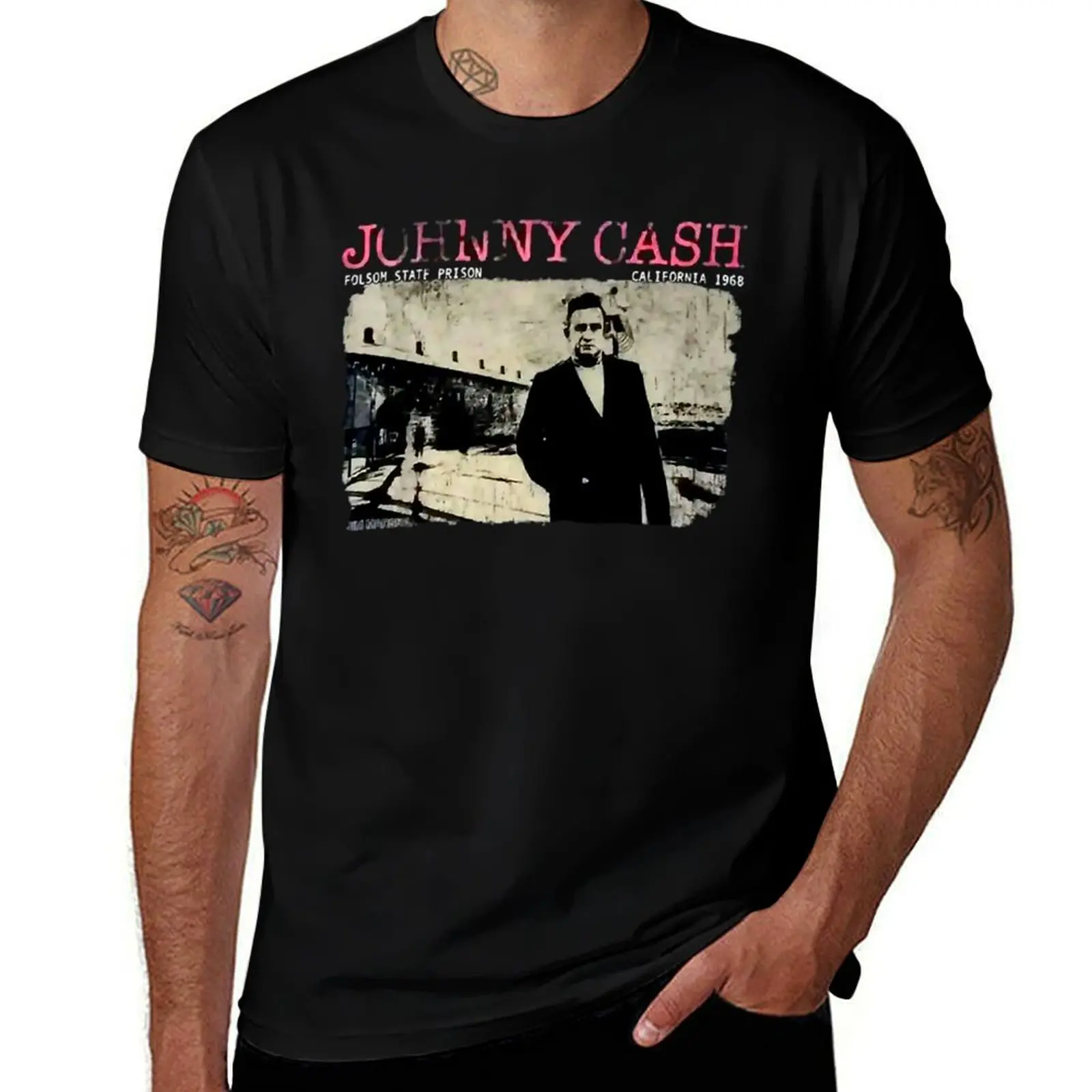 

jóhnn music càsh Vintage 1968 T-Shirt t shirts with prints man t shirt designer