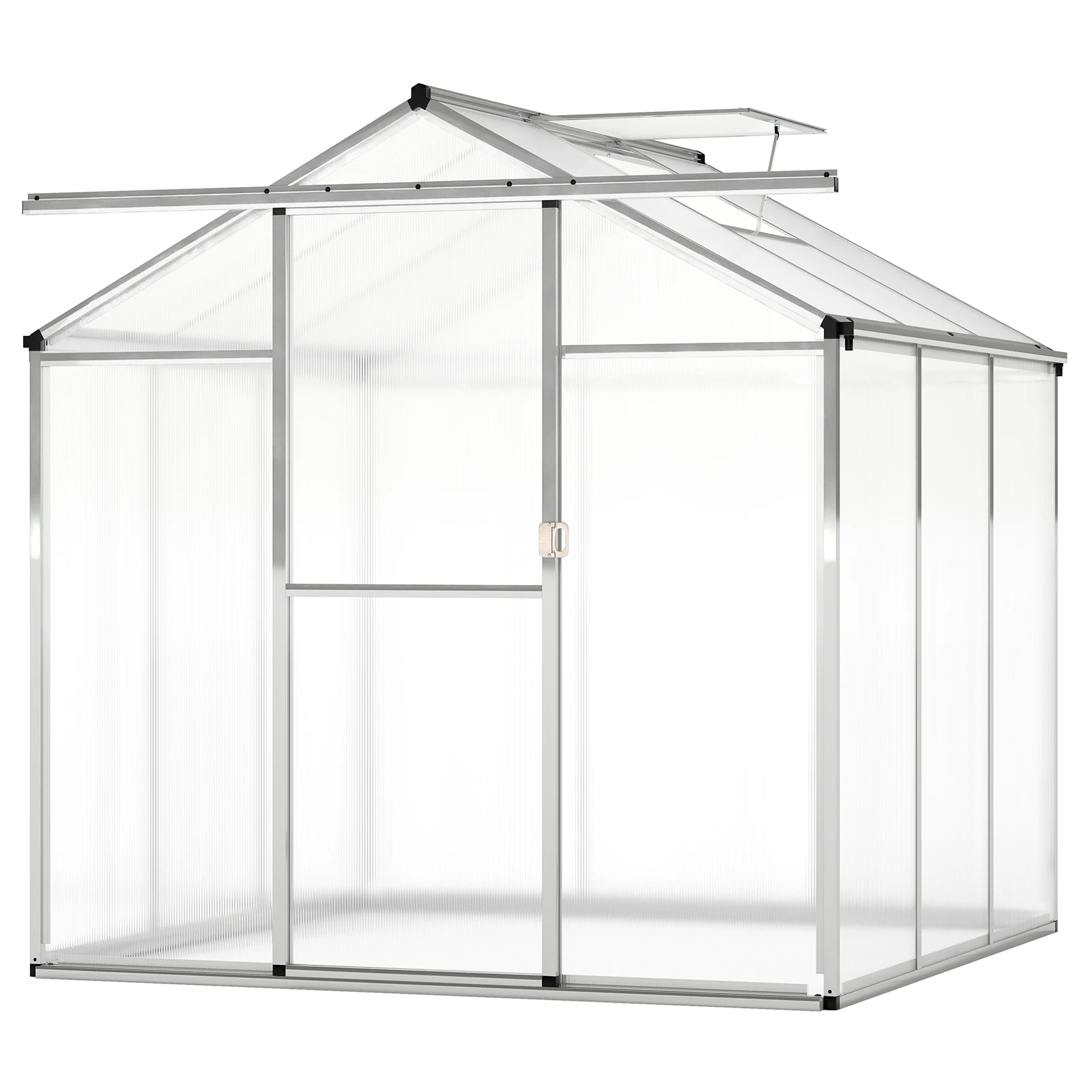 

6 x 8 FT Greenhouse for Outdoors Large Walk-in Green House w/ Rain Gutters