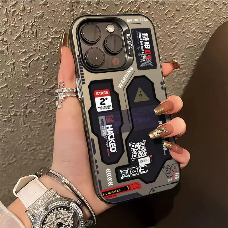 メカニカルなメカスタイルのiPhoneケース（iPhone 17、16、15、14、13、12、11 Pro Max、XR、XS MAX、7、8 PLUS、MINI、Air対応）INS風ラグジュアリーマットカバー