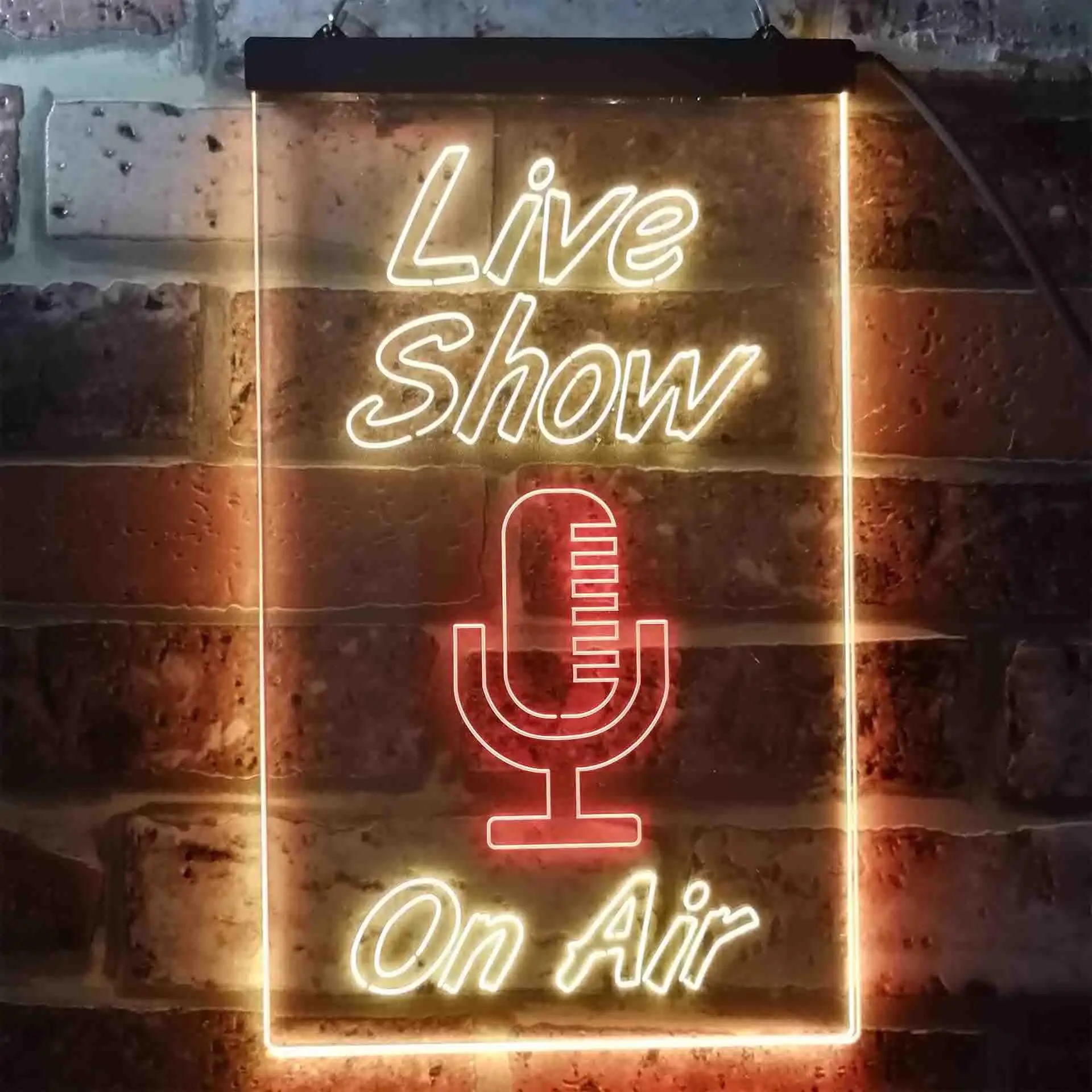 Live Show On Air with Microphone Dual Color Led Neon Sign st6-i3422