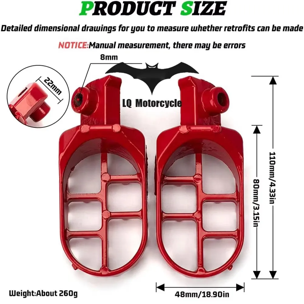 Motorcycle Dirt Bike Footrest Aluminium Footpegs Pedals For XR50R PW50 CRF50 70 TW200 KLX110 CRF50 50cc 70cc 90cc 110cc 125cc