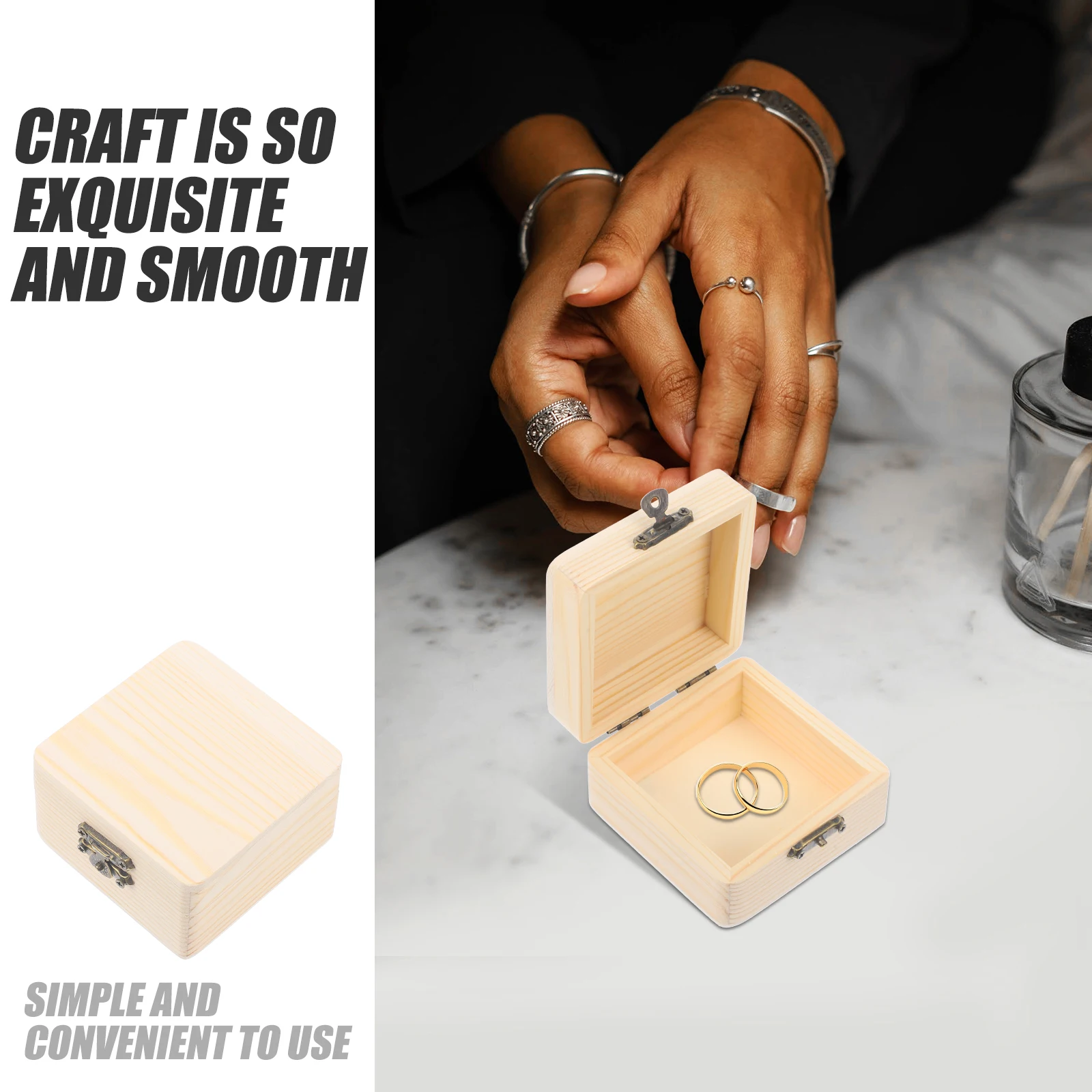 

6pcs Wooden Storage Boxes Diy Jewelry Case Burlywood Mini Organizer Box Handmade Craft Display Holder For Bracelet Earrings