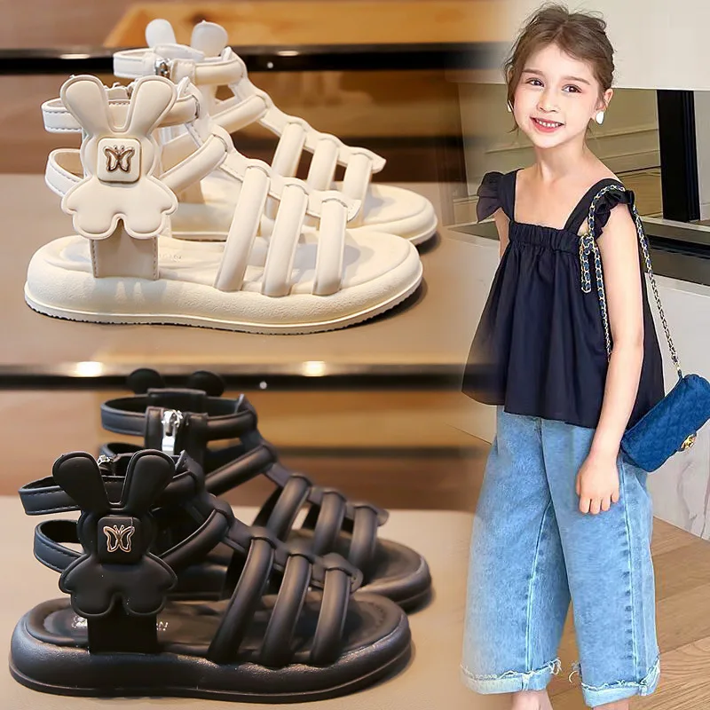 

Girls' Sandals 2025 New Summer Kids High Top Roman Girls Princess Big Kids Soft Soled Beach Shoes