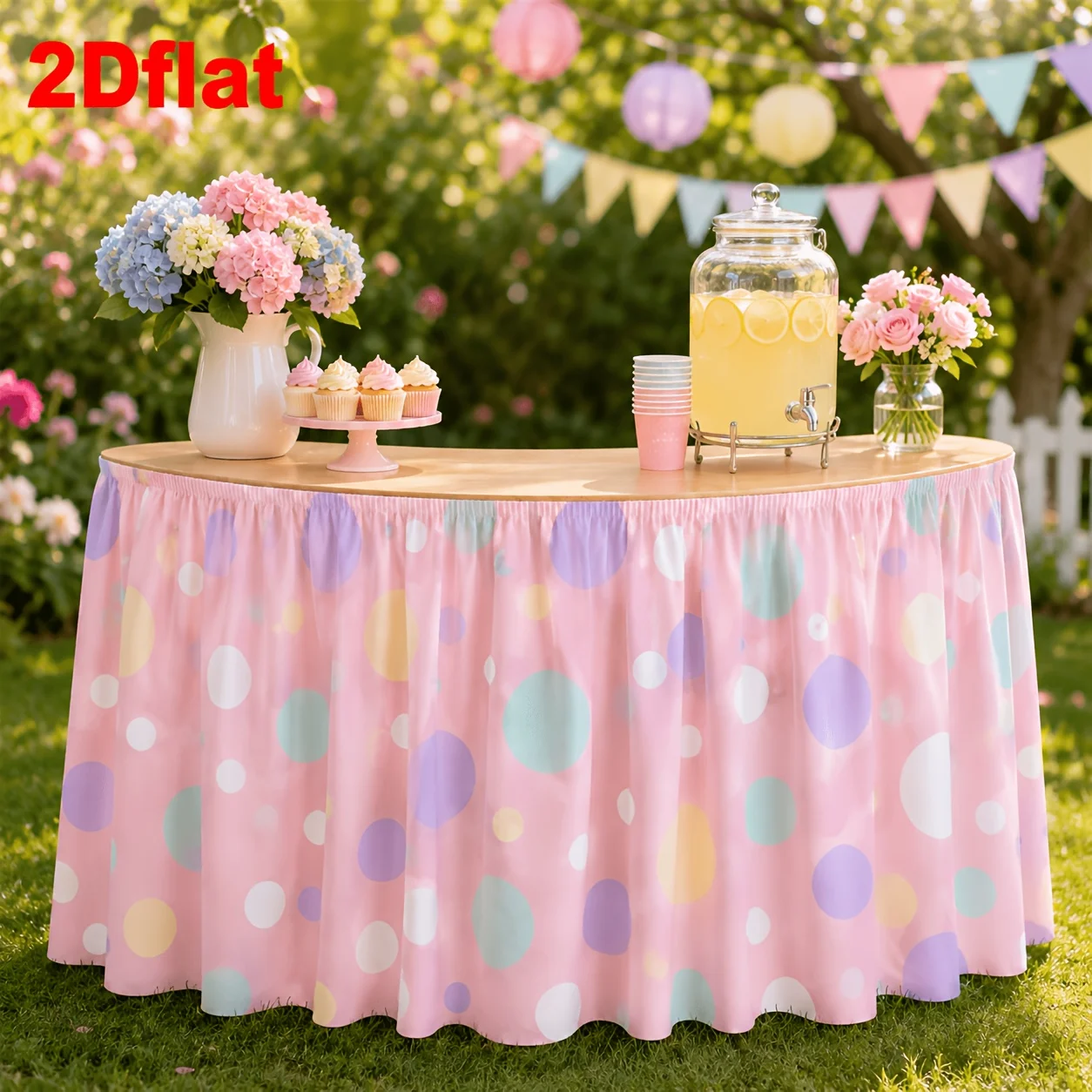 1tablecloth table skirt, soft polka dot design, suitable for wedding receptions, banquets, catering activities, party decoration