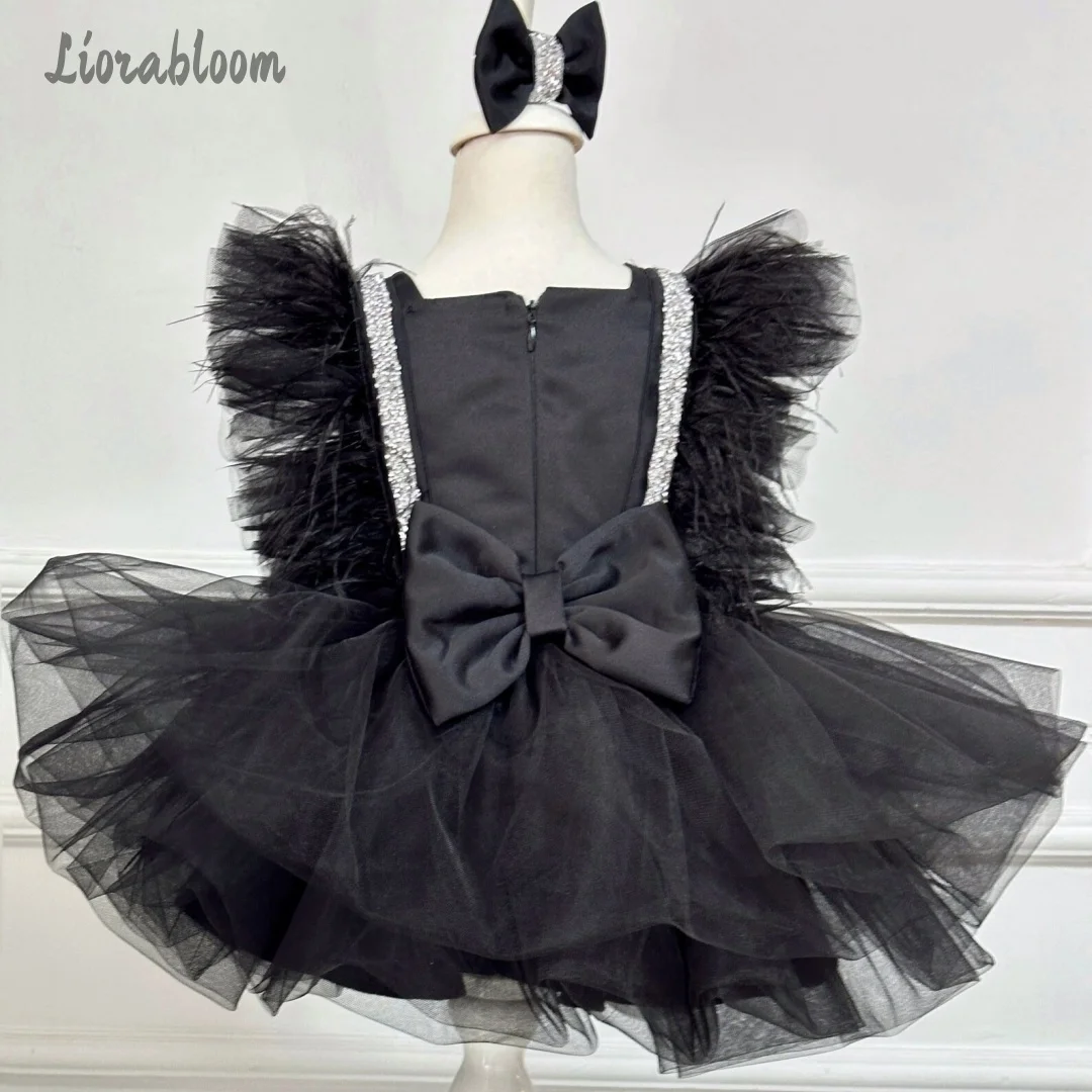 Girls' Tulle Ballet-Style Formal Dress Custom Black Dress Mini Flower Girl Gown Wedding Attire свадебное платье