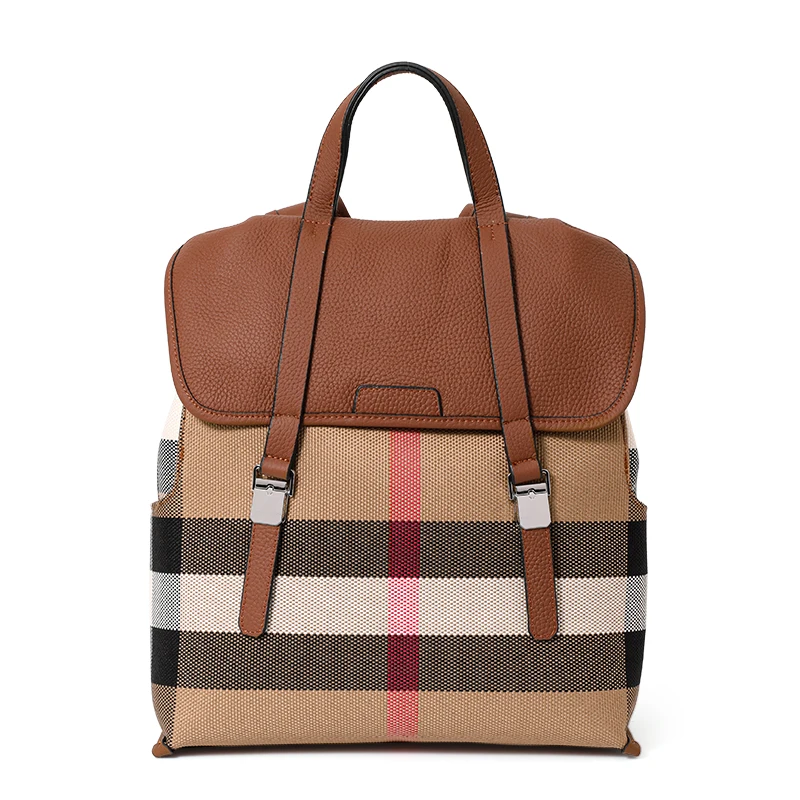 กระเป๋าเป้ผ้าใบและหนังลายสก๊อตคลาสสิก – พนังมีสไตล์ - ดีไซน์ยอดนิยมสําหรับผู้หญิง