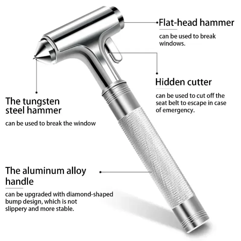 Car Emergency Escape Hammer, Tungsten Steel Glass Breaker, Window Breaker Cutter, Seatbelt Cutter Emergency Tool