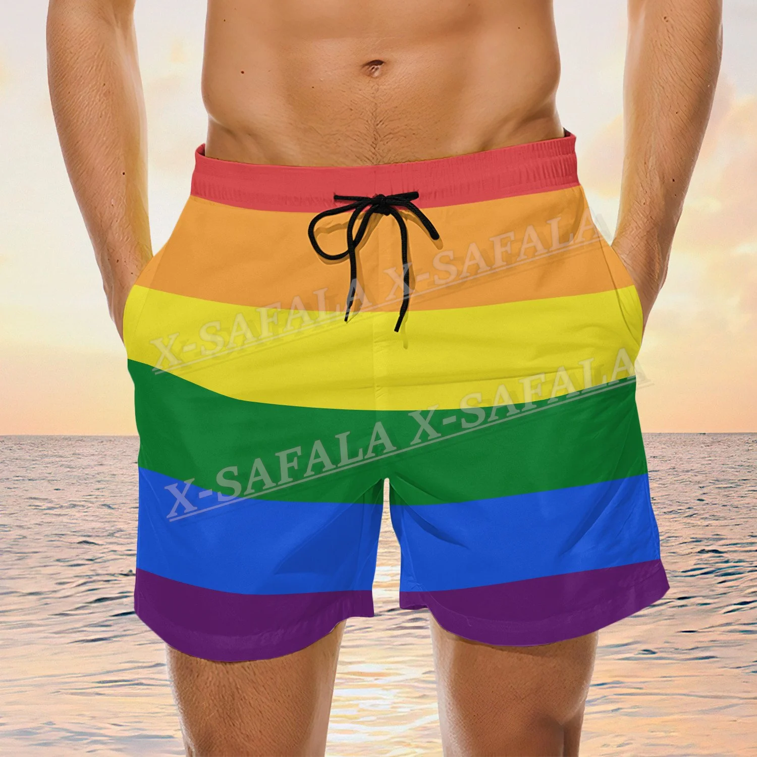 Lesbiche Rainbow Lips pantaloncini da bagno lussuosi veloex Summer Seaside Gay Beach Shorts pantaloncini da bagno da uomo Half Pants pantaloni da equitazione-3