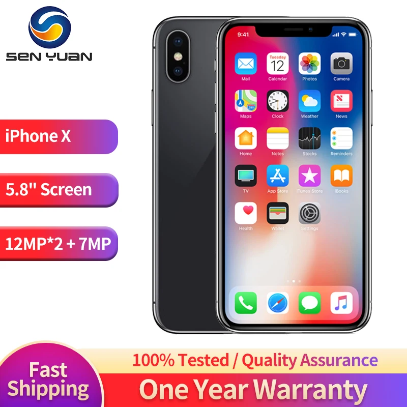 Apple iPhone X Phone 64GB/256GB ROM 5.8 "3GB RAM 12MP Hexa Core iOS A11 Dual Back Camera 4G LTE sbloccato iphone x Smart Phone