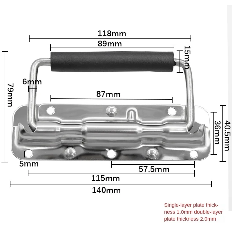 304 Stainless Steel Carrying Case Industrial Handle Stage Props Box Performance Box Accessories Spring Handle Flight Case Handle