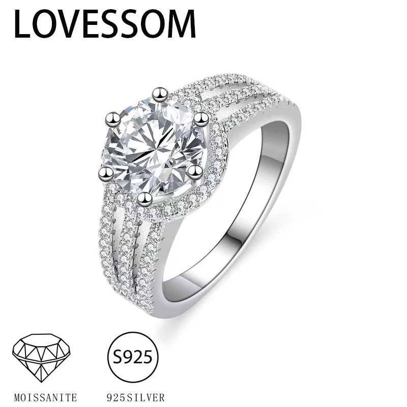 

925 Sterling Silver Moissanite Diamond 3 Carat Ring Stylish Niche Design Sense for Girlfriend Proposal Marriage Birthday Gift