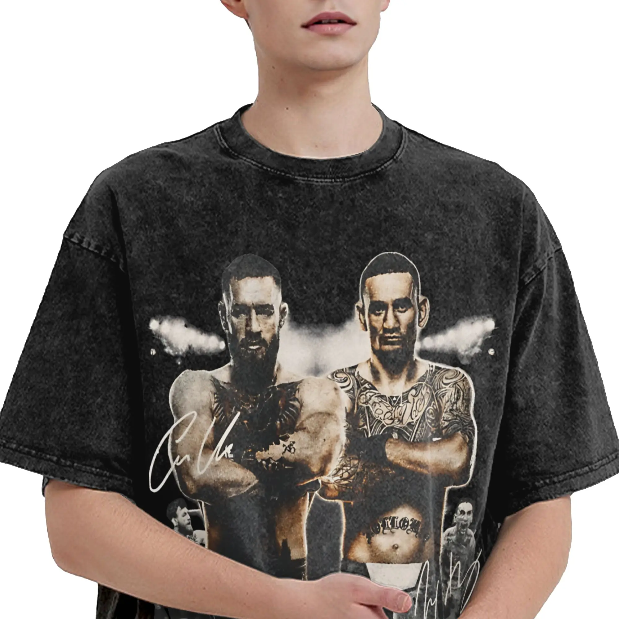 Maxs Holloways vs Conors McGregors Outfit Washed T Shirt Men Women Streetwear Hip Hop T-Shirt Summer  Tees Tops Short Sleeve