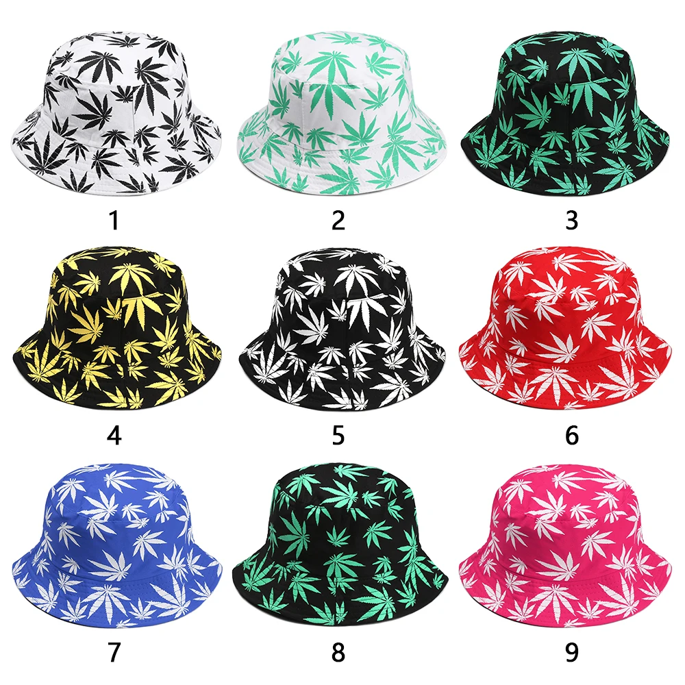 Fashion Hip Hop Cap Women Men Maple Leaf Panama Bucket Hat Trendy Couple Fisherman Caps Flat Top UV Protection Sun Hats