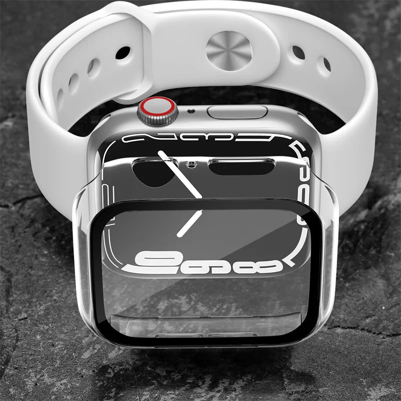 

Pop Glass+Case+Strap For Apple Watch Band 44mm 40mm 45mm 41mm 38mm 42mm Silicone Watchbands Bracelet IWatch Series 8 9 7 6 5 4 3