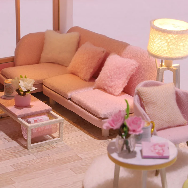 DIY Wooden Doll House Handmade Duplex Apartment Production 3D Puzzle Assembly Building Duplex Apartment Model Toy Birthday Gifts