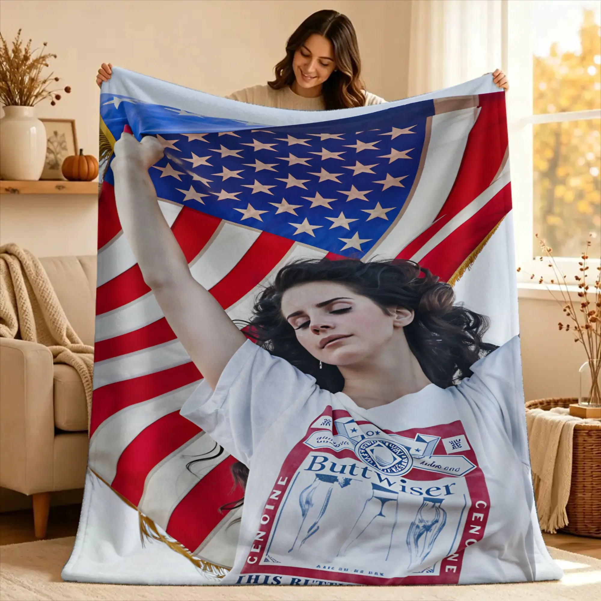 Lana Del Rey Singer Lizzy Grant  Blanket  Travel Flannel Throw Blanket For Living Room Super Soft Custom Quality Bedspread