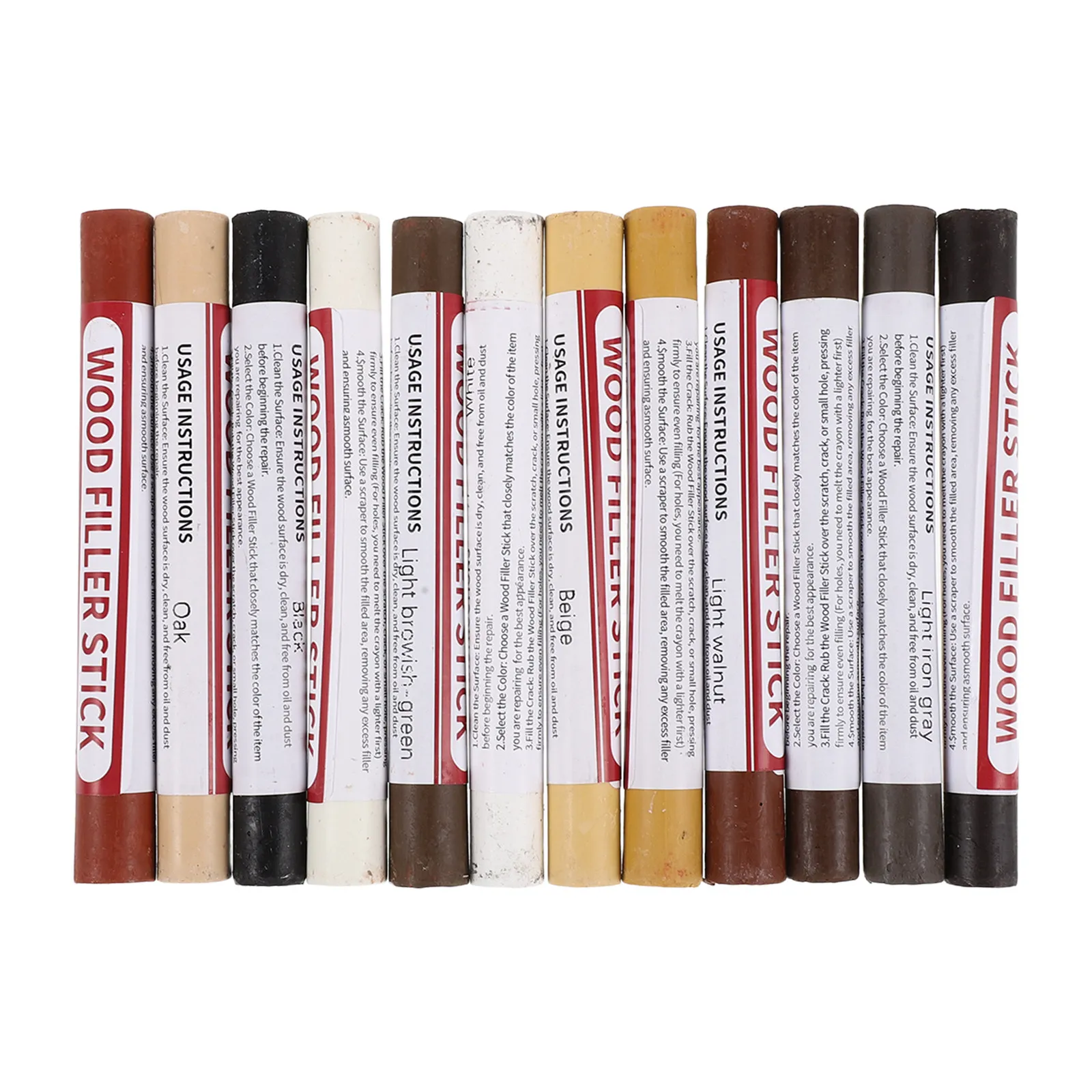 12Pcs Furniture Wax Crayons Wood Touch Up Markers Repair Kit for Scratch Repair on Cabinets Doors Floors Color Match