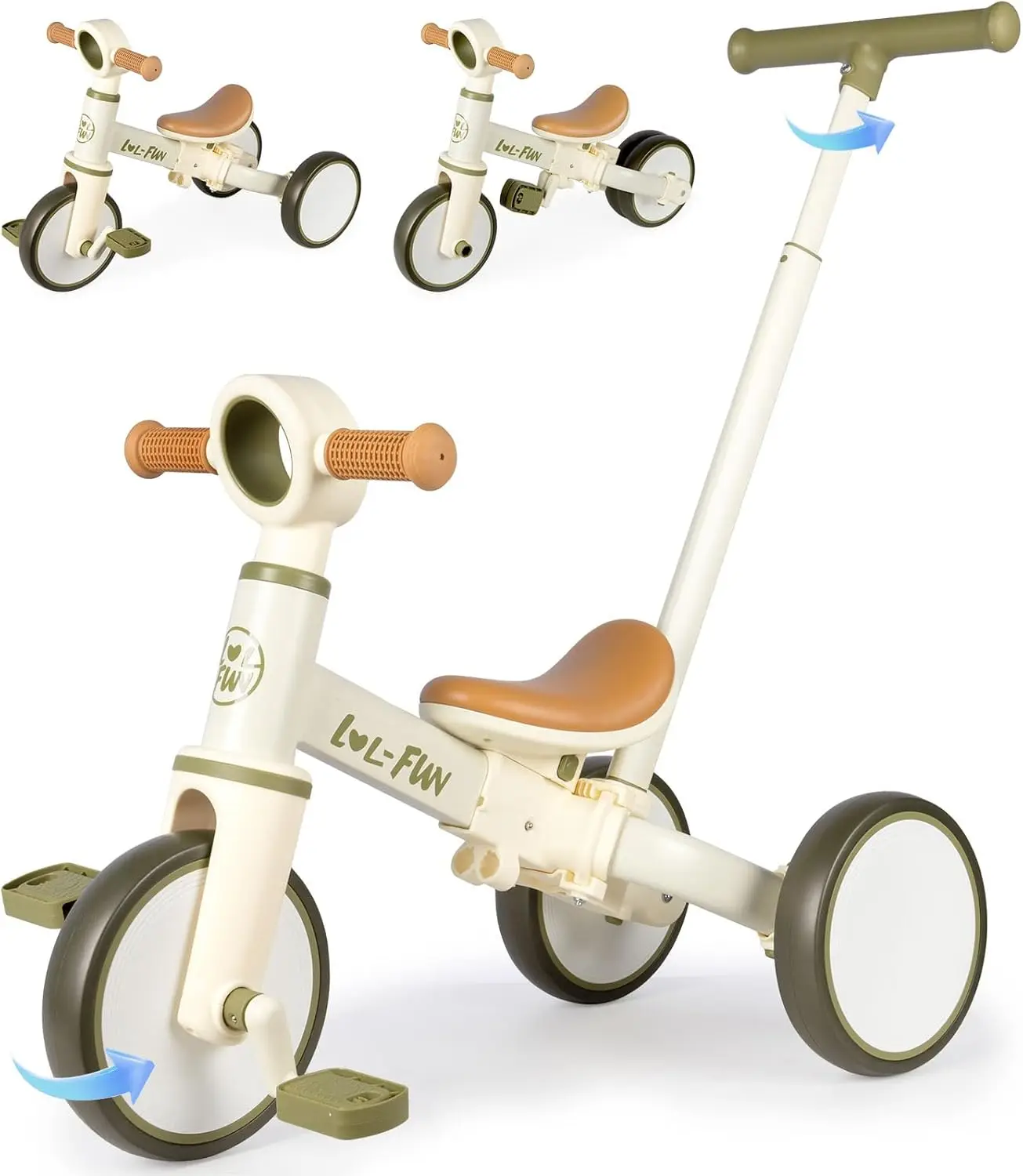 Tricycle for Toddlers 1-3 Baby Balance Bike 1 2 Year Old Boys Girls Ride on Toy with Parent Steering Push Handle & Removable Ped